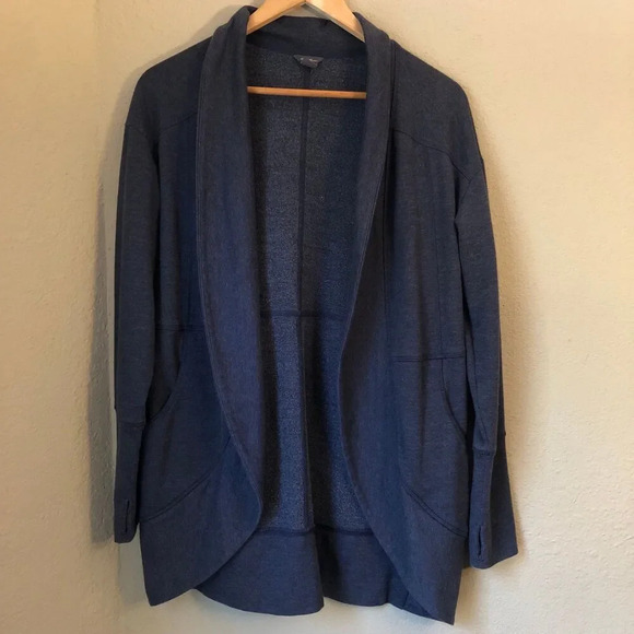 Eddie Bauer Women Small Cardigan Camp Fleece Wrap Cardigan Grey Long Sleeves - Picture 2 of 7